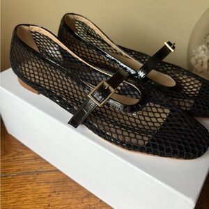 Sesto Meucci Black Mesh Flats with Elegant Design